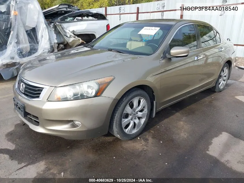 2010 Honda Accord 3.5 Ex-L VIN: 1HGCP3F84AA018540 Lot: 40683629