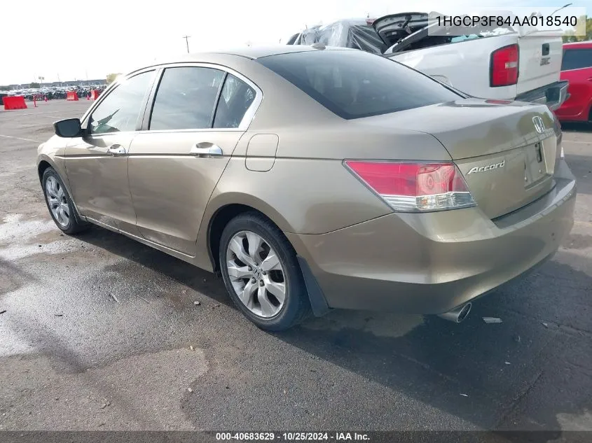 2010 Honda Accord 3.5 Ex-L VIN: 1HGCP3F84AA018540 Lot: 40683629