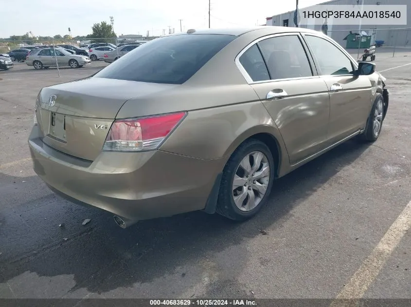 2010 Honda Accord 3.5 Ex-L VIN: 1HGCP3F84AA018540 Lot: 40683629