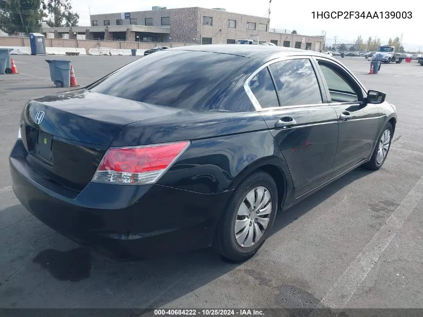 1HGCP2F34AA139003 2010 Honda Accord 2.4 Lx