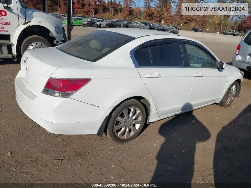 2010 Honda Accord 2.4 Ex VIN: 1HGCP2F78AA180804 Lot: 40690200