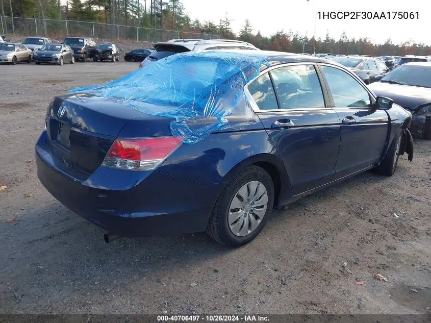 2010 Honda Accord 2.4 Lx VIN: 1HGCP2F30AA175061 Lot: 40706497