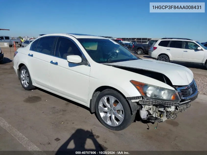 2010 Honda Accord Exl VIN: 1HGCP3F84AA008431 Lot: 40707806