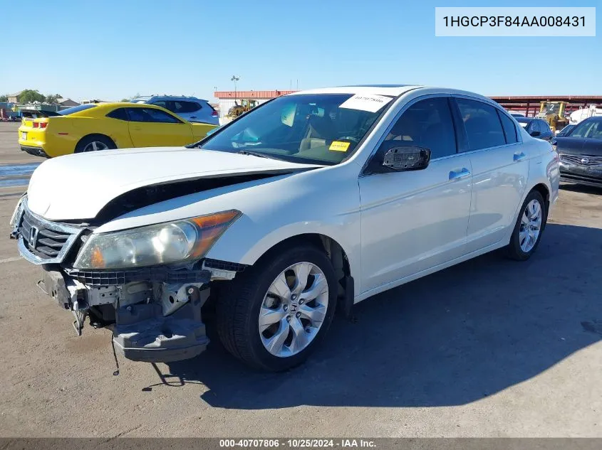 2010 Honda Accord Exl VIN: 1HGCP3F84AA008431 Lot: 40707806