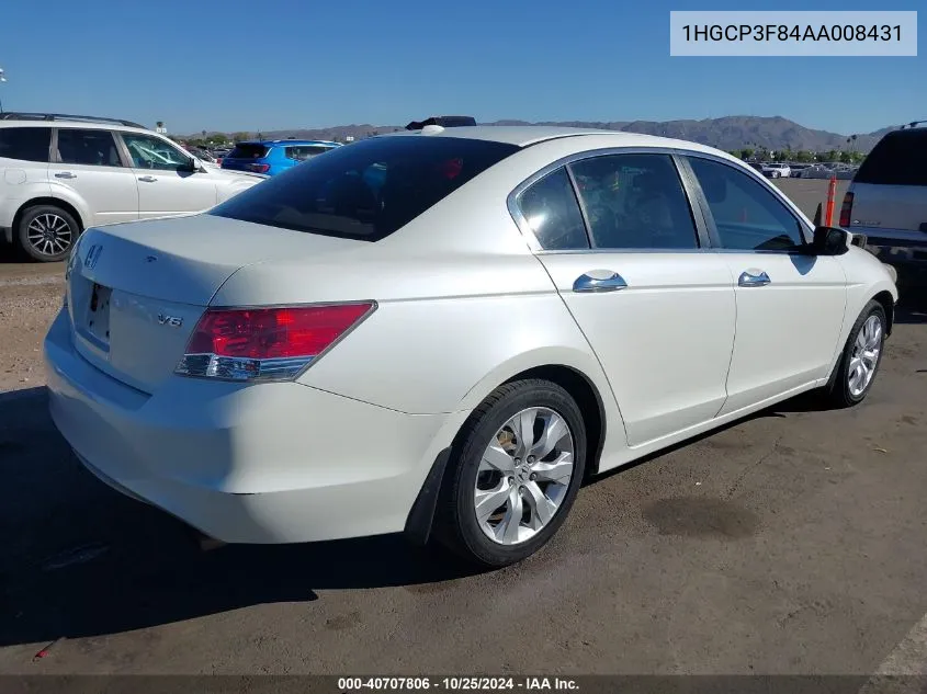 2010 Honda Accord Exl VIN: 1HGCP3F84AA008431 Lot: 40707806