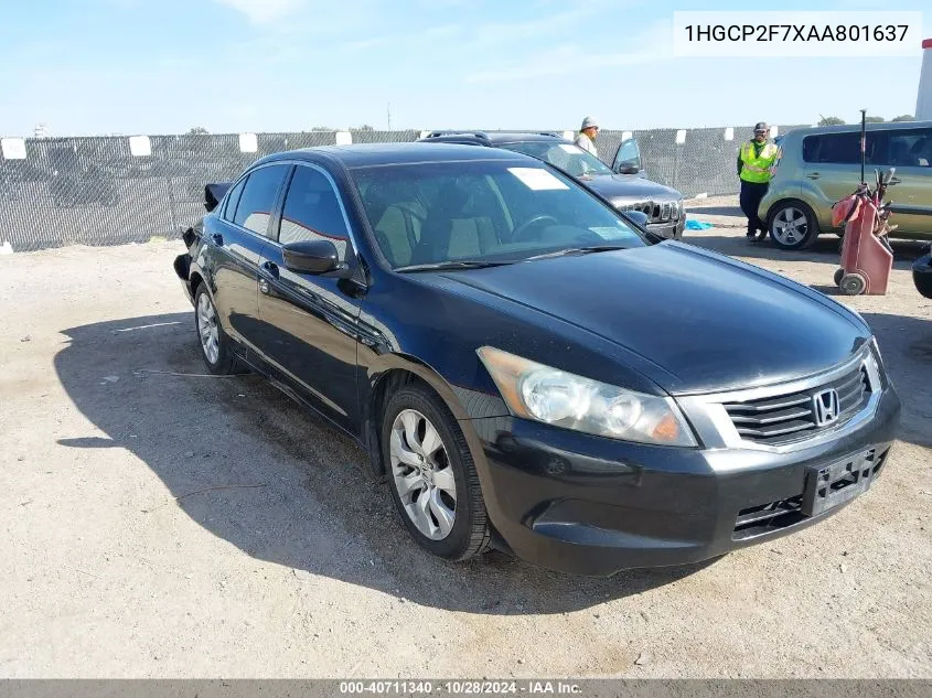 2010 Honda Accord 2.4 Ex VIN: 1HGCP2F7XAA801637 Lot: 40711340