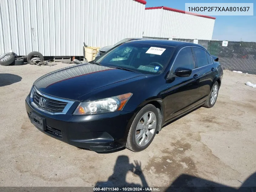 2010 Honda Accord 2.4 Ex VIN: 1HGCP2F7XAA801637 Lot: 40711340