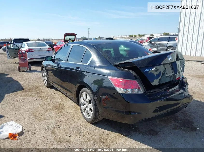 2010 Honda Accord 2.4 Ex VIN: 1HGCP2F7XAA801637 Lot: 40711340