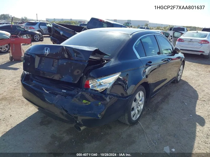 2010 Honda Accord 2.4 Ex VIN: 1HGCP2F7XAA801637 Lot: 40711340