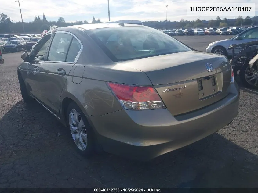 1HGCP2F86AA140407 2010 Honda Accord 2.4 Ex-L