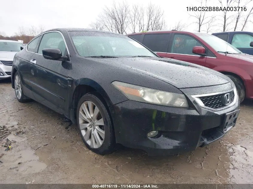 2010 Honda Accord 3.5 Ex-L VIN: 1HGCS2B88AA003716 Lot: 40716119