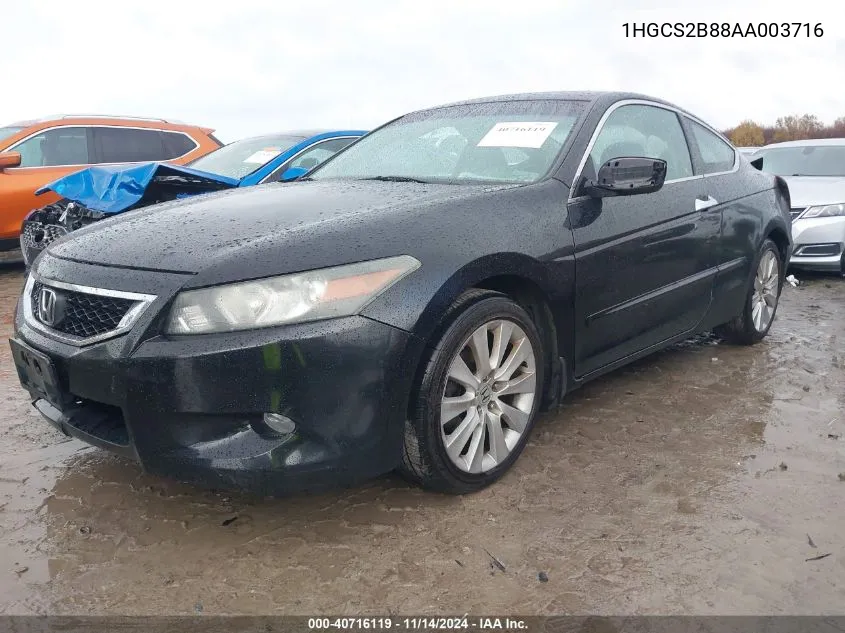 2010 Honda Accord 3.5 Ex-L VIN: 1HGCS2B88AA003716 Lot: 40716119