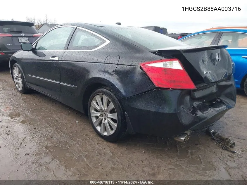 2010 Honda Accord 3.5 Ex-L VIN: 1HGCS2B88AA003716 Lot: 40716119