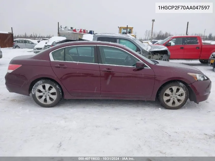 2010 Honda Accord Ex VIN: 1HGCP2F70AA047597 Lot: 40719033