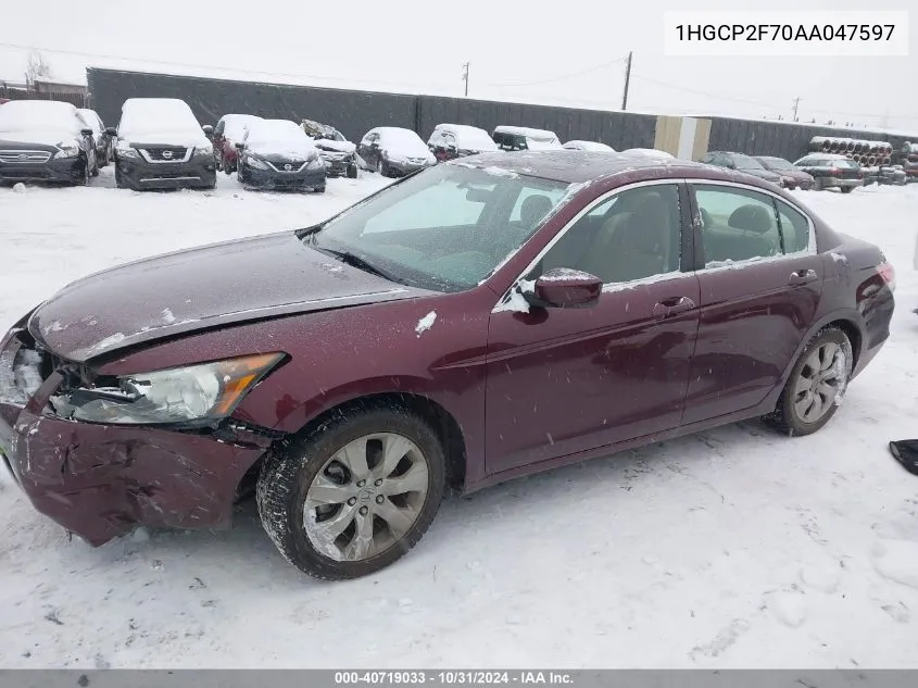 2010 Honda Accord Ex VIN: 1HGCP2F70AA047597 Lot: 40719033