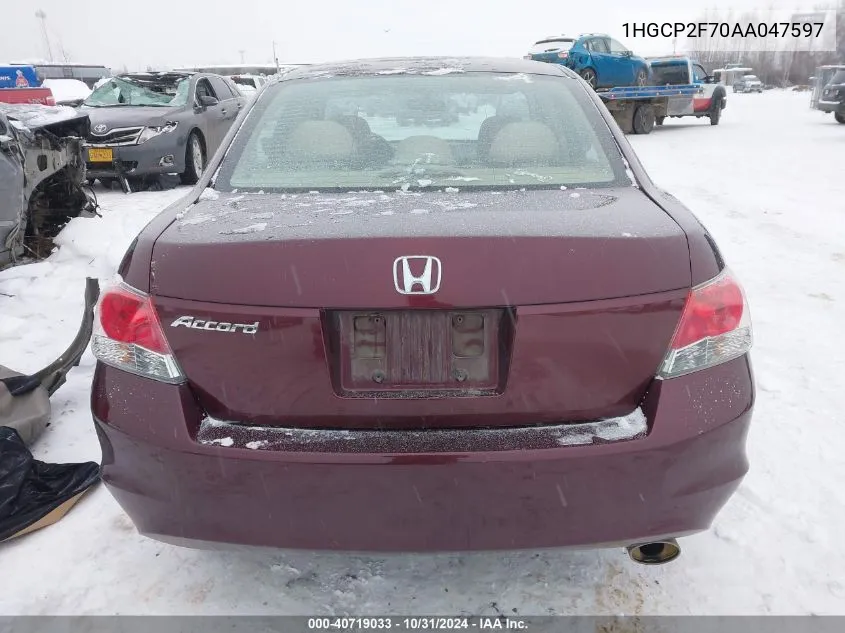 2010 Honda Accord Ex VIN: 1HGCP2F70AA047597 Lot: 40719033