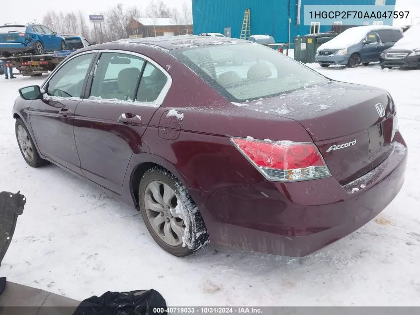 2010 Honda Accord Ex VIN: 1HGCP2F70AA047597 Lot: 40719033