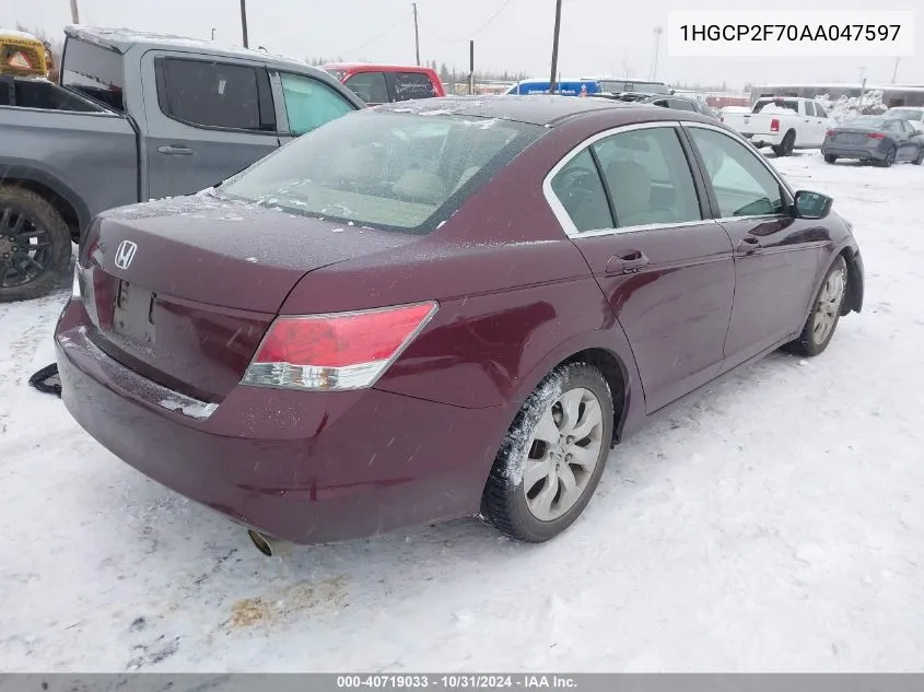 2010 Honda Accord Ex VIN: 1HGCP2F70AA047597 Lot: 40719033