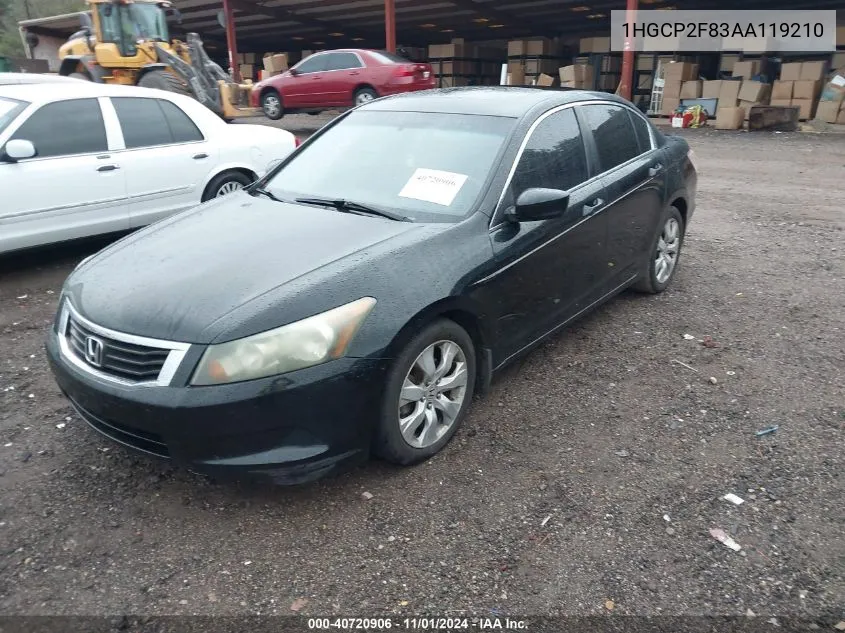 2010 Honda Accord 2.4 Ex-L VIN: 1HGCP2F83AA119210 Lot: 40720906