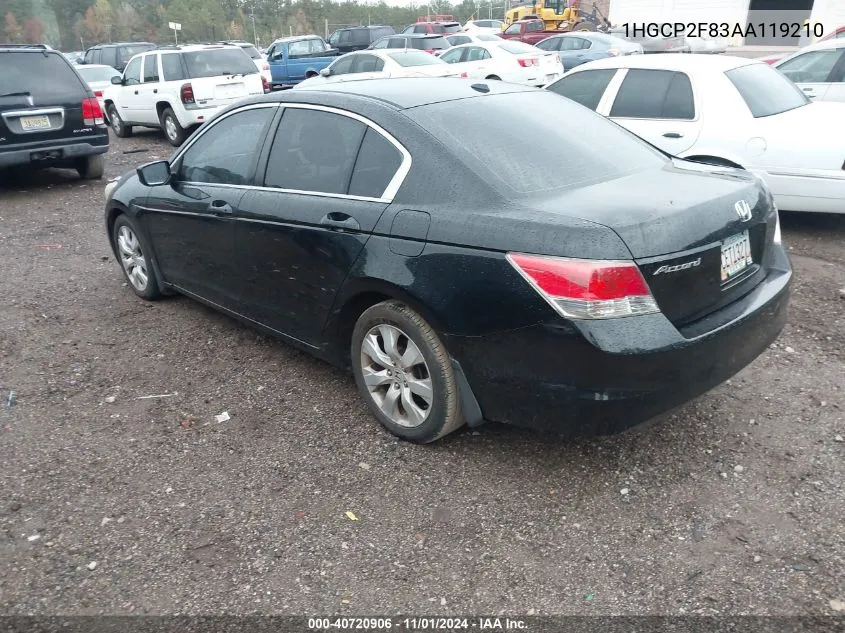 2010 Honda Accord 2.4 Ex-L VIN: 1HGCP2F83AA119210 Lot: 40720906