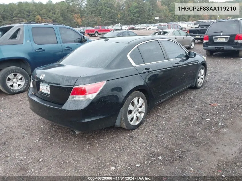 2010 Honda Accord 2.4 Ex-L VIN: 1HGCP2F83AA119210 Lot: 40720906