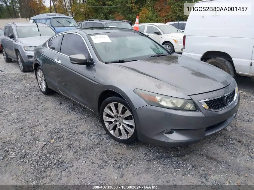 2010 Honda Accord 3.5 Ex-L VIN: 1HGCS2B80AA001457 Lot: 40733633