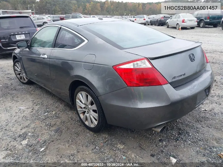 2010 Honda Accord 3.5 Ex-L VIN: 1HGCS2B80AA001457 Lot: 40733633