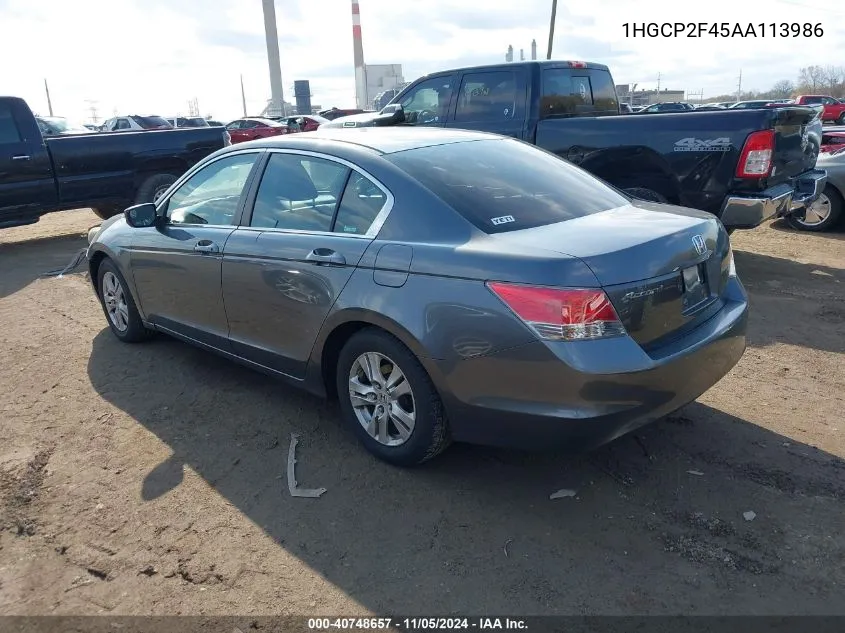 2010 Honda Accord 2.4 Lx-P VIN: 1HGCP2F45AA113986 Lot: 40748657