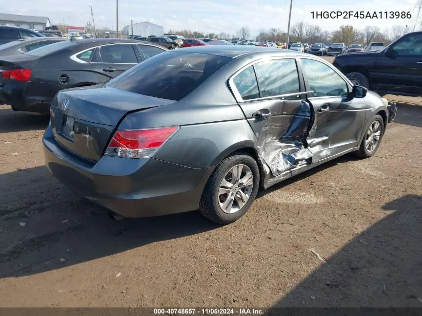 2010 Honda Accord 2.4 Lx-P VIN: 1HGCP2F45AA113986 Lot: 40748657