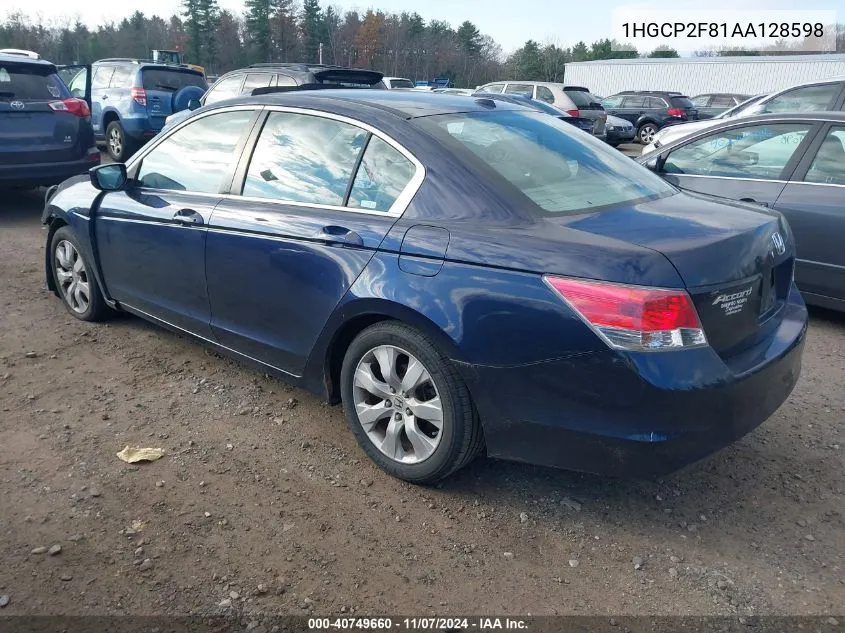 2010 Honda Accord Sdn 2.4 Ex-L/Ex-L VIN: 1HGCP2F81AA128598 Lot: 40749660