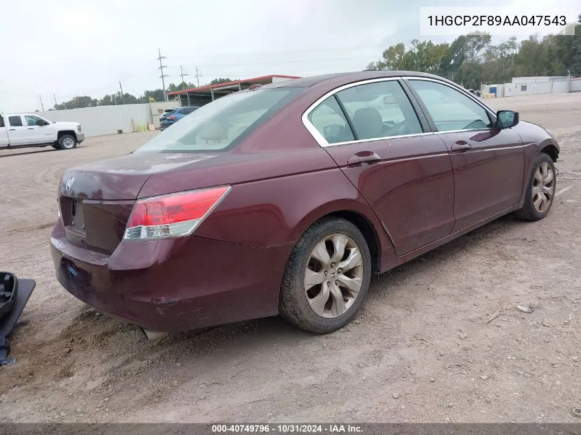 2010 Honda Accord Sdn 2.4 Ex-L/Ex-L VIN: 1HGCP2F89AA047543 Lot: 40749796