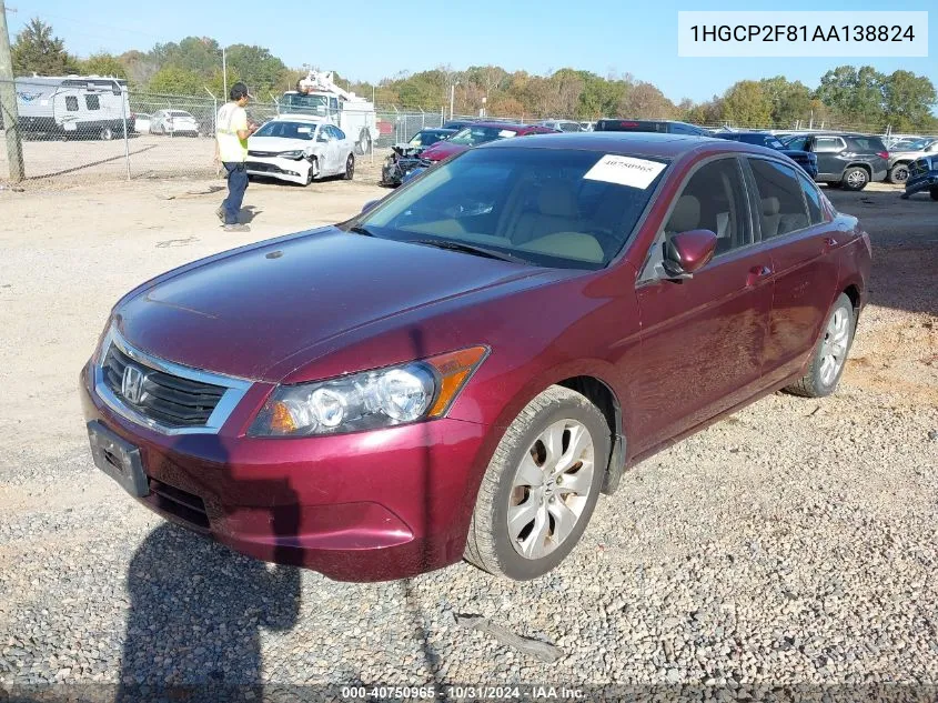 2010 Honda Accord 2.4 Ex-L VIN: 1HGCP2F81AA138824 Lot: 40750965