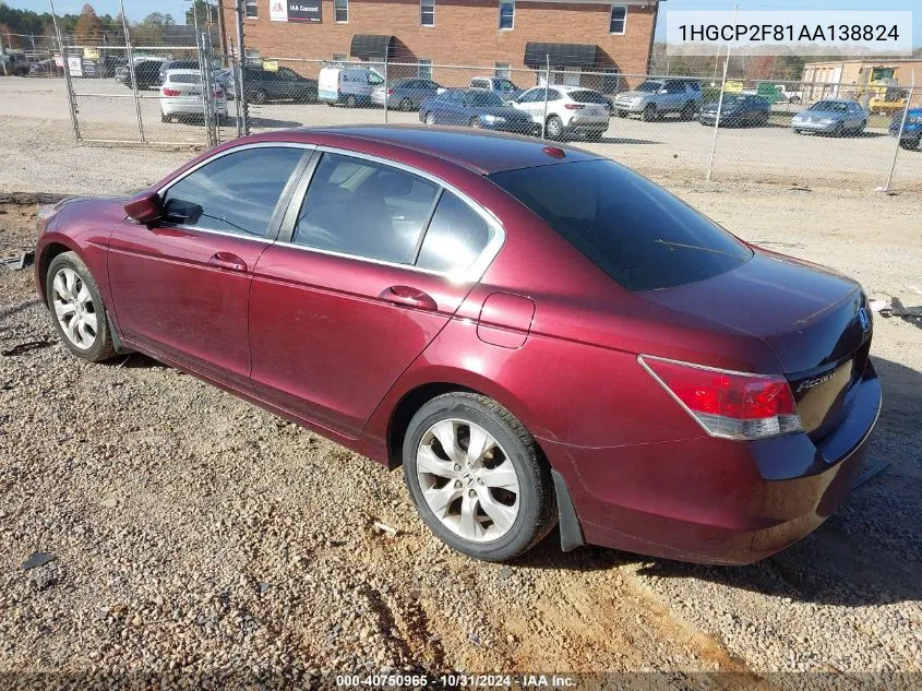 2010 Honda Accord 2.4 Ex-L VIN: 1HGCP2F81AA138824 Lot: 40750965