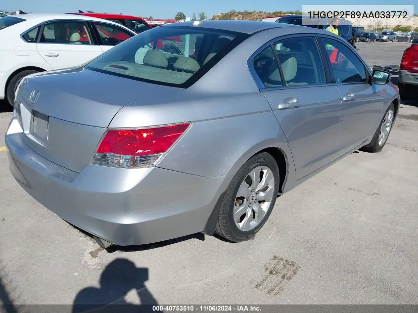 2010 Honda Accord Sdn 2.4 Ex-L/Ex-L VIN: 1HGCP2F89AA033772 Lot: 40753510