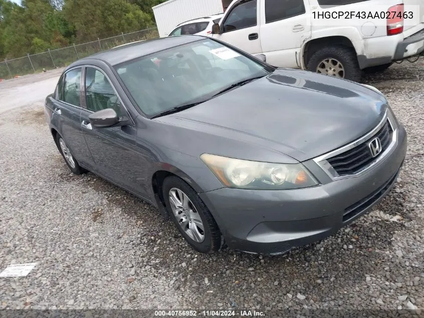 1HGCP2F43AA027463 2010 Honda Accord 2.4 Lx-P