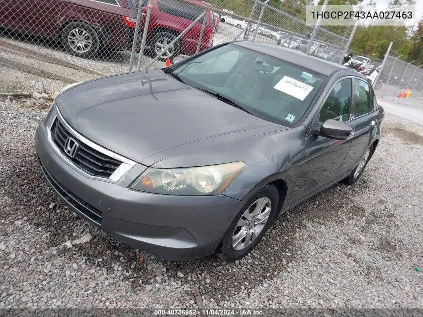 1HGCP2F43AA027463 2010 Honda Accord 2.4 Lx-P