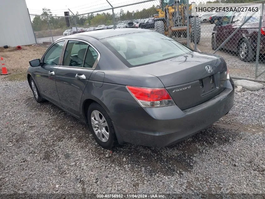 1HGCP2F43AA027463 2010 Honda Accord 2.4 Lx-P