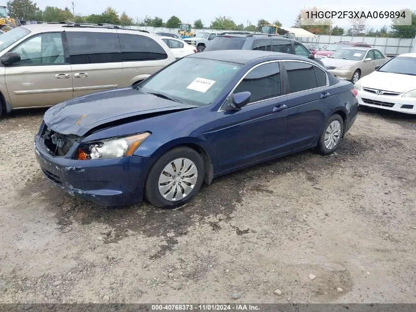 2010 Honda Accord 2.4 Lx VIN: 1HGCP2F3XAA069894 Lot: 40768373