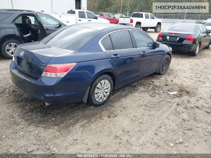 2010 Honda Accord 2.4 Lx VIN: 1HGCP2F3XAA069894 Lot: 40768373