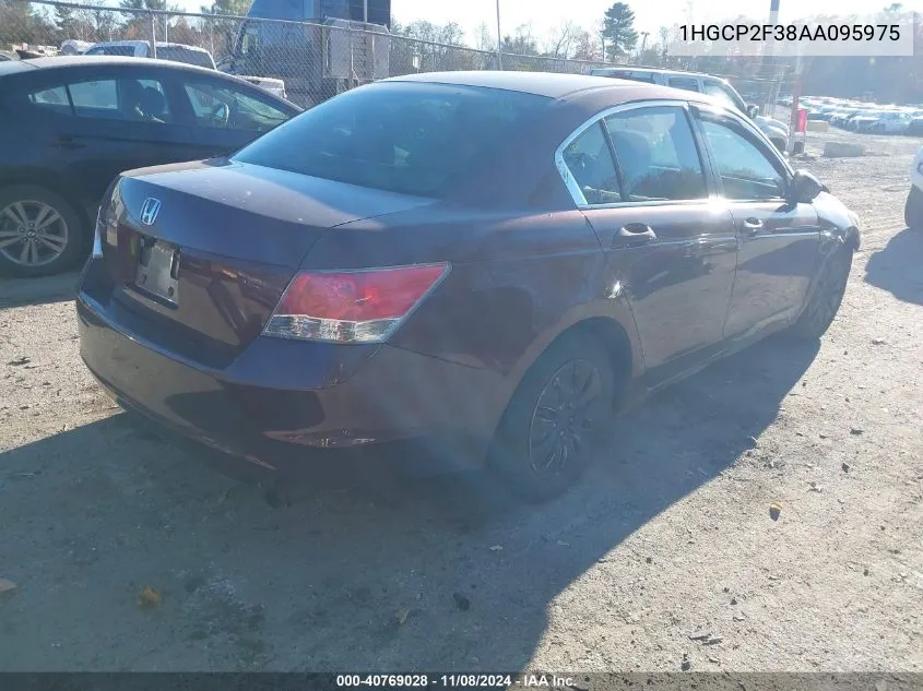 2010 Honda Accord 2.4 Lx VIN: 1HGCP2F38AA095975 Lot: 40769028