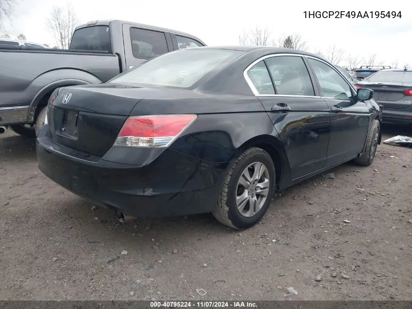 2010 Honda Accord 2.4 Lx-P VIN: 1HGCP2F49AA195494 Lot: 40795224