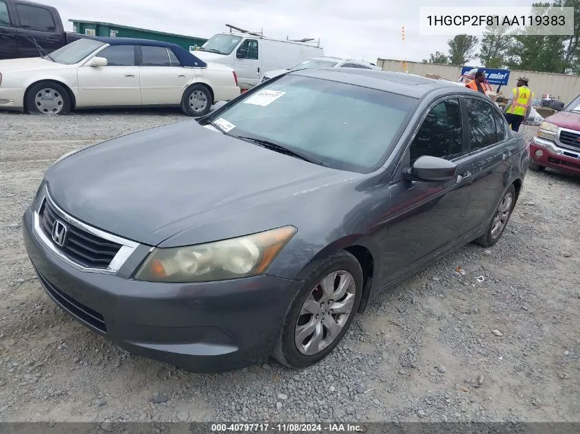 1HGCP2F81AA119383 2010 Honda Accord 2.4 Ex-L