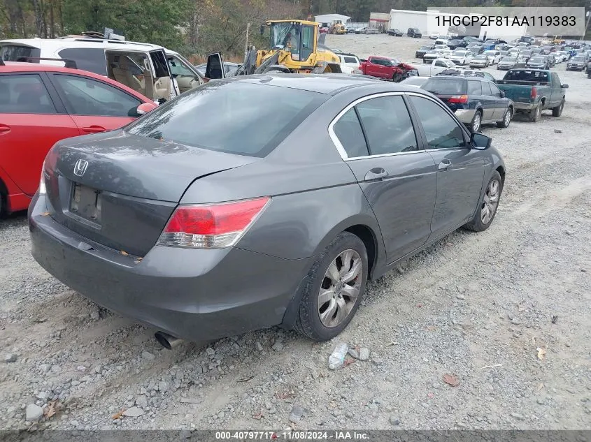 1HGCP2F81AA119383 2010 Honda Accord 2.4 Ex-L