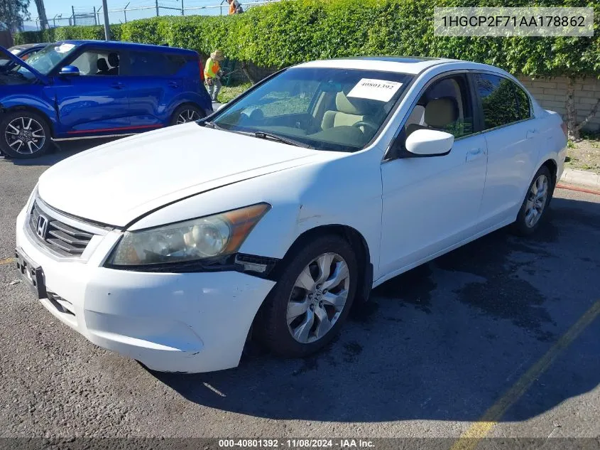 2010 Honda Accord 2.4 Ex VIN: 1HGCP2F71AA178862 Lot: 40801392