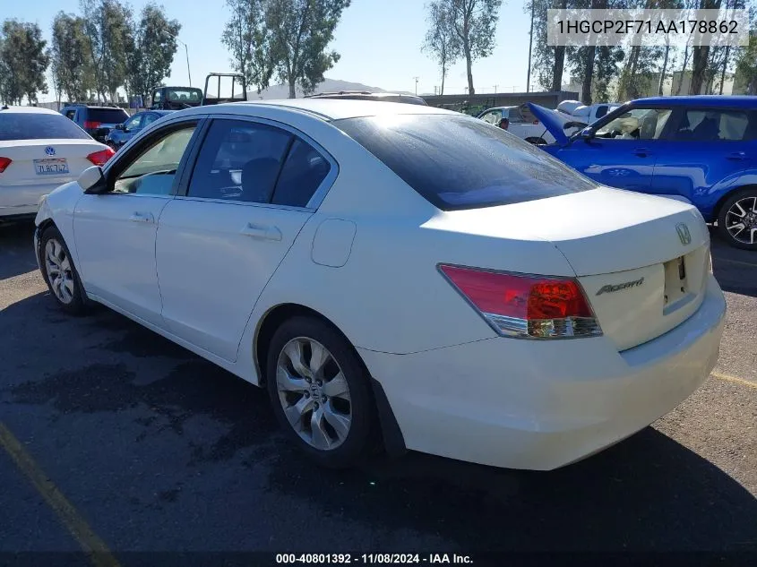 2010 Honda Accord 2.4 Ex VIN: 1HGCP2F71AA178862 Lot: 40801392