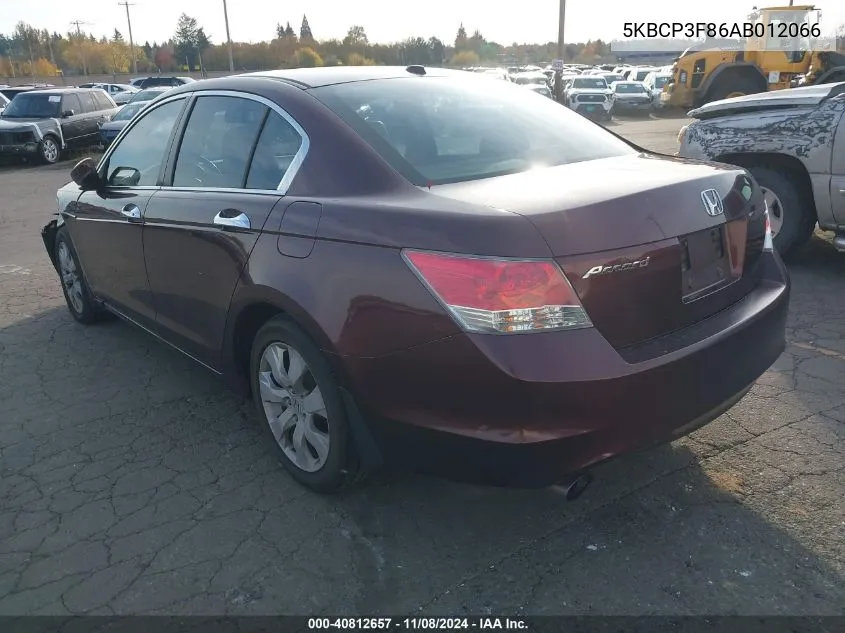 2010 Honda Accord 3.5 Ex-L VIN: 5KBCP3F86AB012066 Lot: 40812657