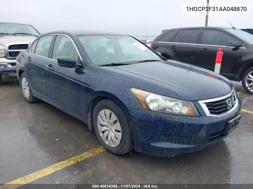 2010 Honda Accord 2.4 Lx VIN: 1HGCP2F31AA048870 Lot: 40814369