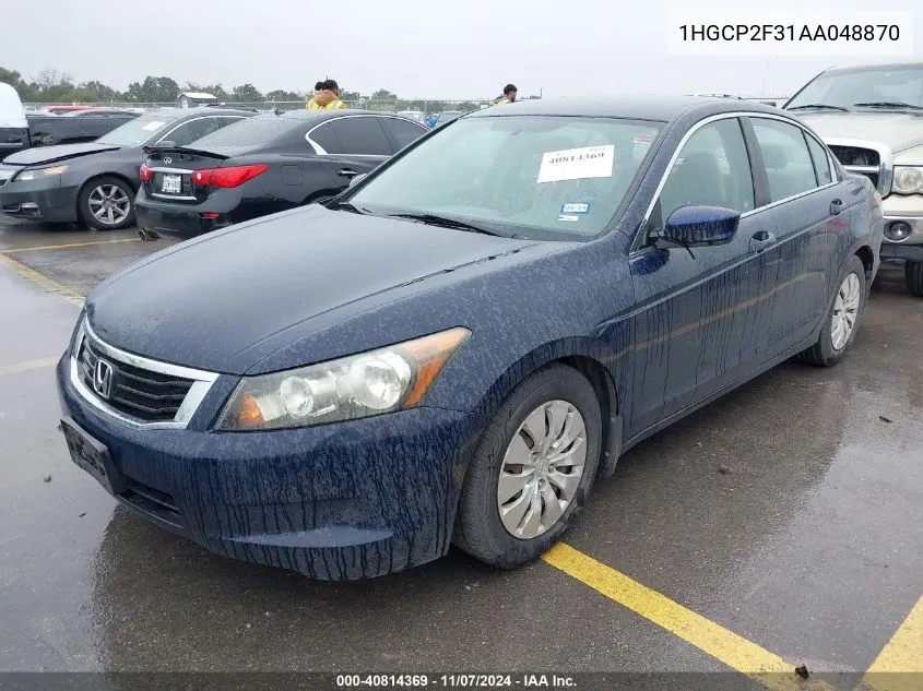 2010 Honda Accord 2.4 Lx VIN: 1HGCP2F31AA048870 Lot: 40814369