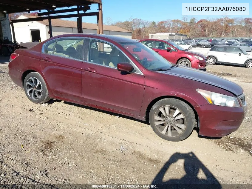 2010 Honda Accord 2.4 Lx VIN: 1HGCP2F32AA076080 Lot: 40815231