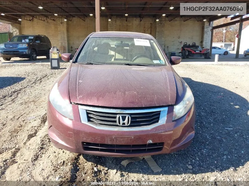 2010 Honda Accord 2.4 Lx VIN: 1HGCP2F32AA076080 Lot: 40815231